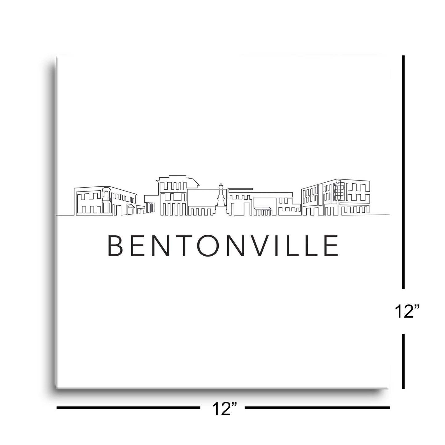 Minimalist B&W Arkansas Bentonville Skyline | Hi-Def Glass Art | Eaches | Min 1