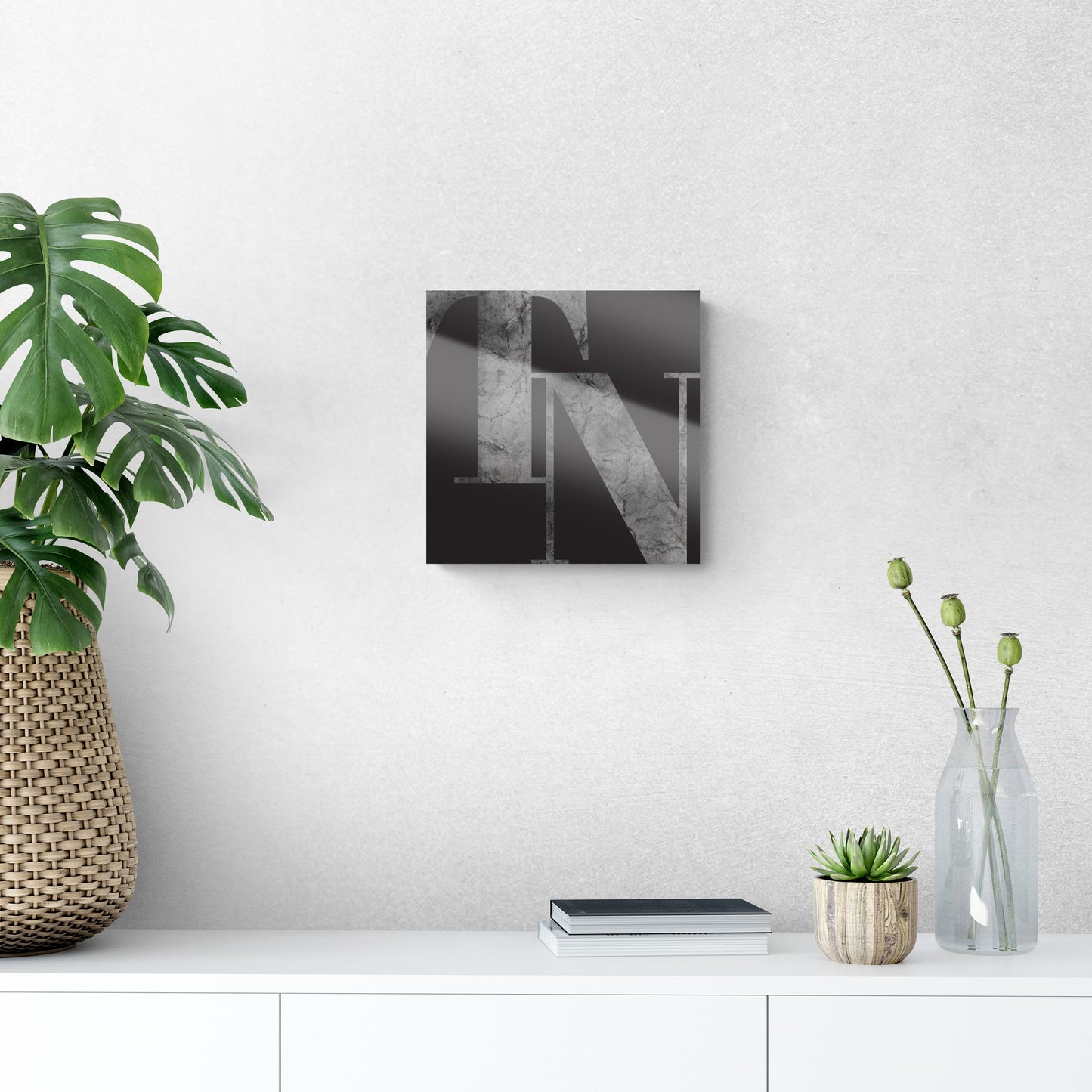 Minimalist B&W Tennessee Black Initials | Hi-Def Glass Art | Eaches | Min 1