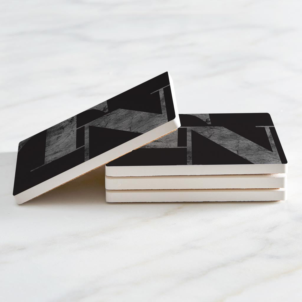 Minimalist B&W Tennessee Black Initials | Absorbent Coasters | Set of 4 | Min 2
