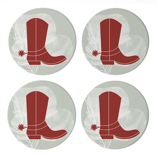 Modern Minimalist Oklahoma Boot | Absorbent Coasters | Set of 4 | Min 2
