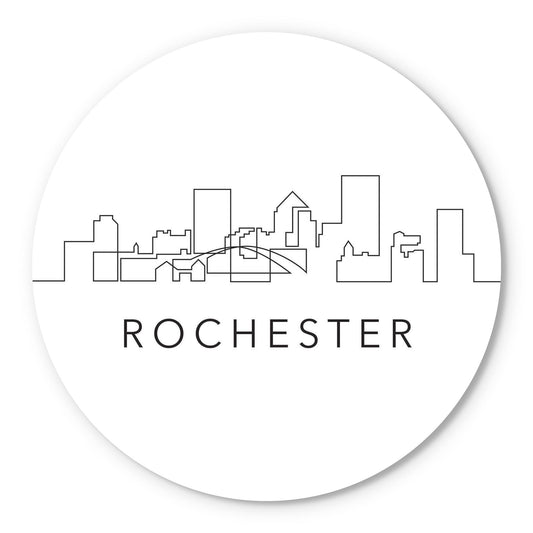 Minimalistic B&W New York Rochester Skyline | Wood Sign | Eaches | Min 1
