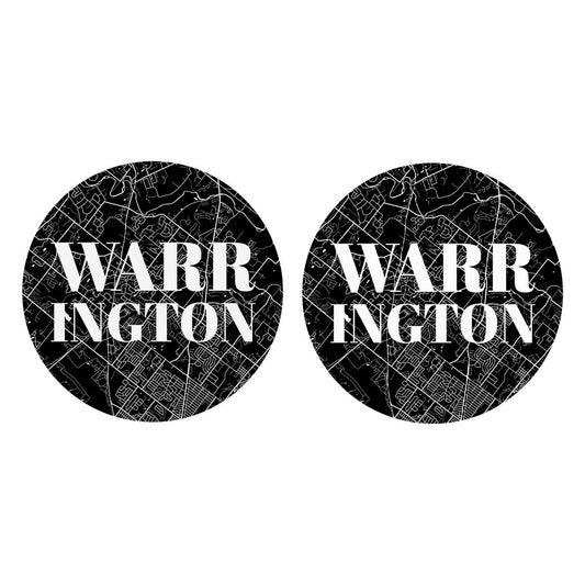 Minimalistic B&W Pennsylvania Warrington Map | Absorbent Car Coasters | Set of 2 | Min 4