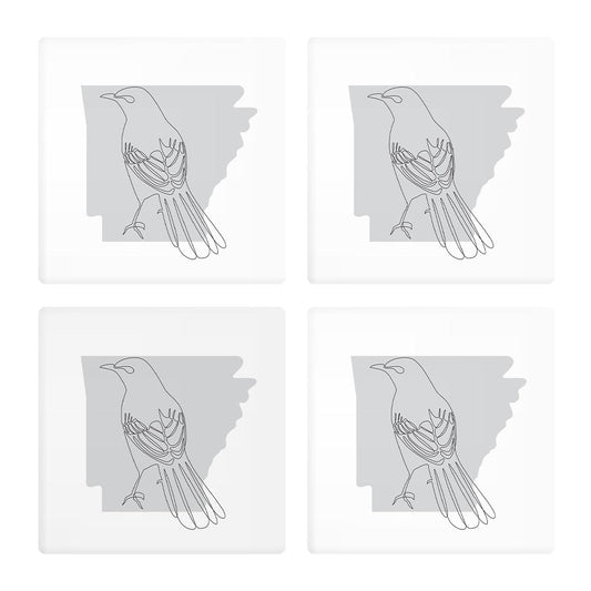 B&W Minimalist Arkansas Single Line Bird | Absorbent Coasters | Set of 4 | Min 2