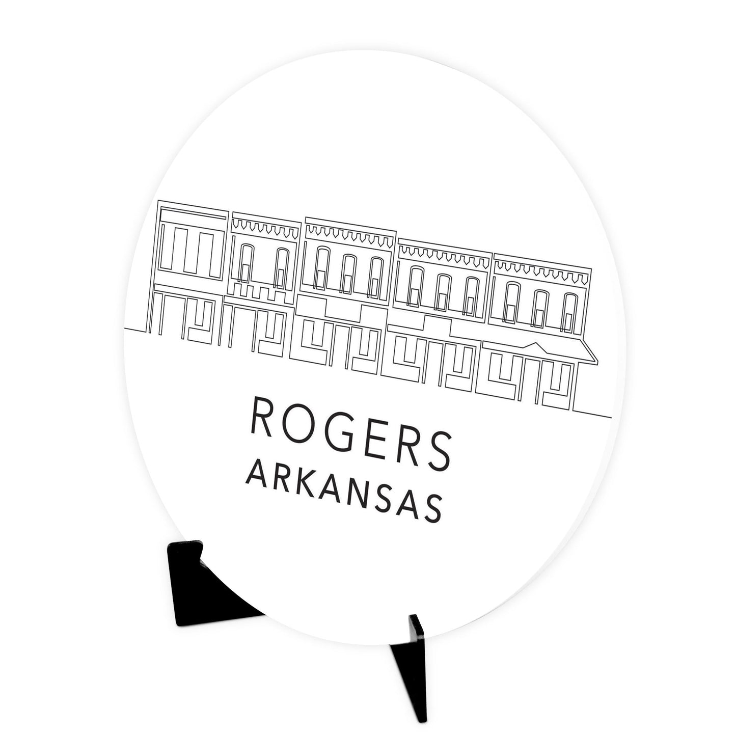 Minimalist B&W Arkansas Rogers Skyline | Wood Sign | Eaches | Min 1