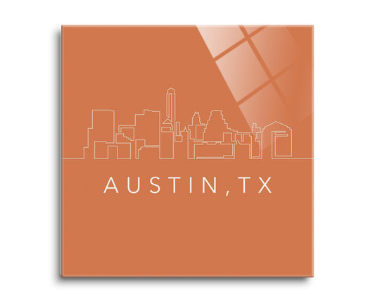 Modern Minimalist Texas Austin Skyline | Hi-Def Glass Art | Eaches | Min 2