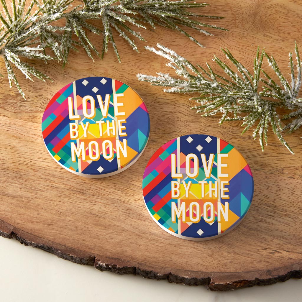 Love By The Moon | Absorbent Car Coasters | Set of 2 | Min 4