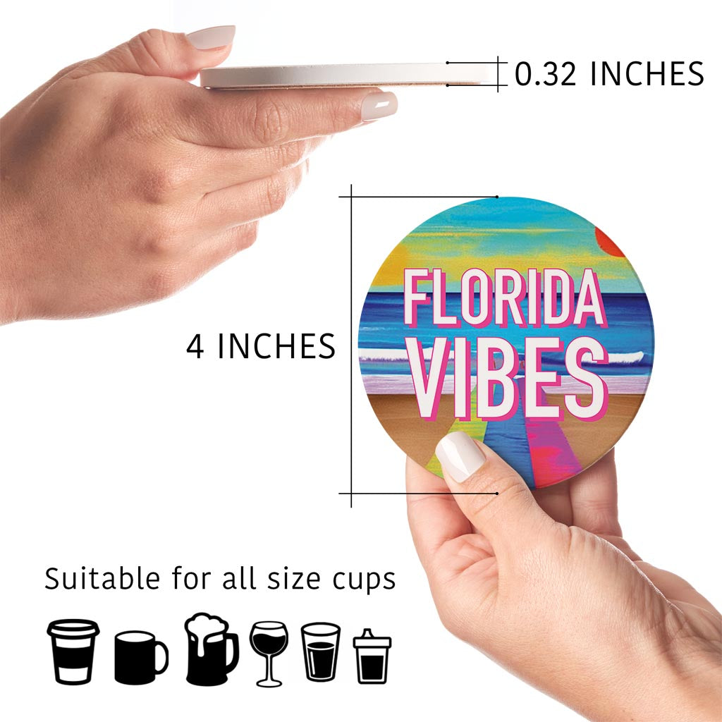 Bright Florida Beach | Absorbent Coasters | Set of 4 | Min 2