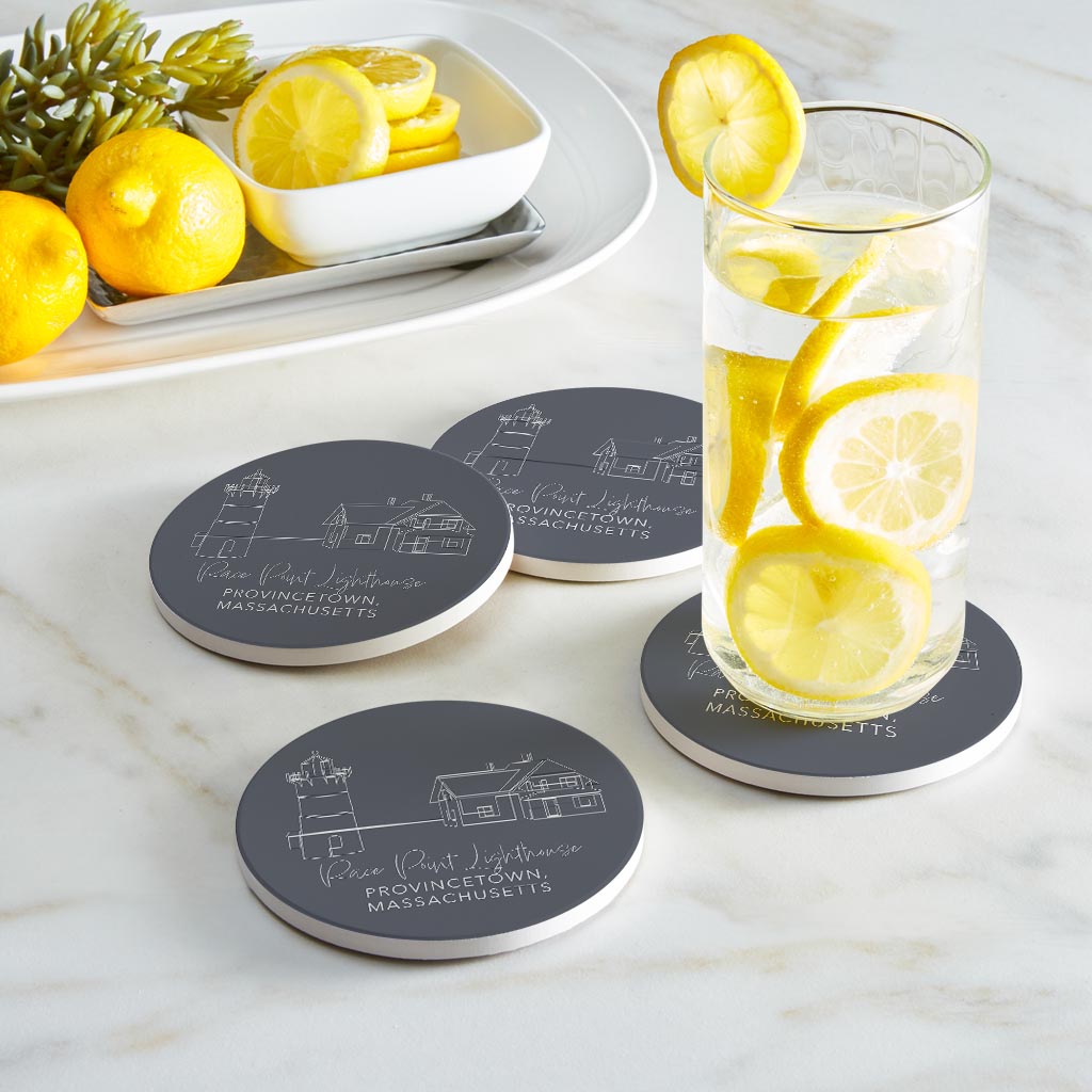 Race Point Lighthouse Muted Coastal | Absorbent Coasters | Set of 4 | Min 2