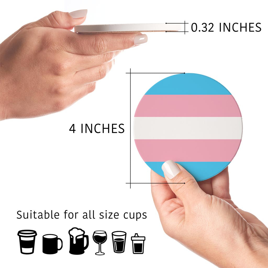 Transgender Pride Flag Colors | Absorbent Coasters | Set of 4 | Min 2