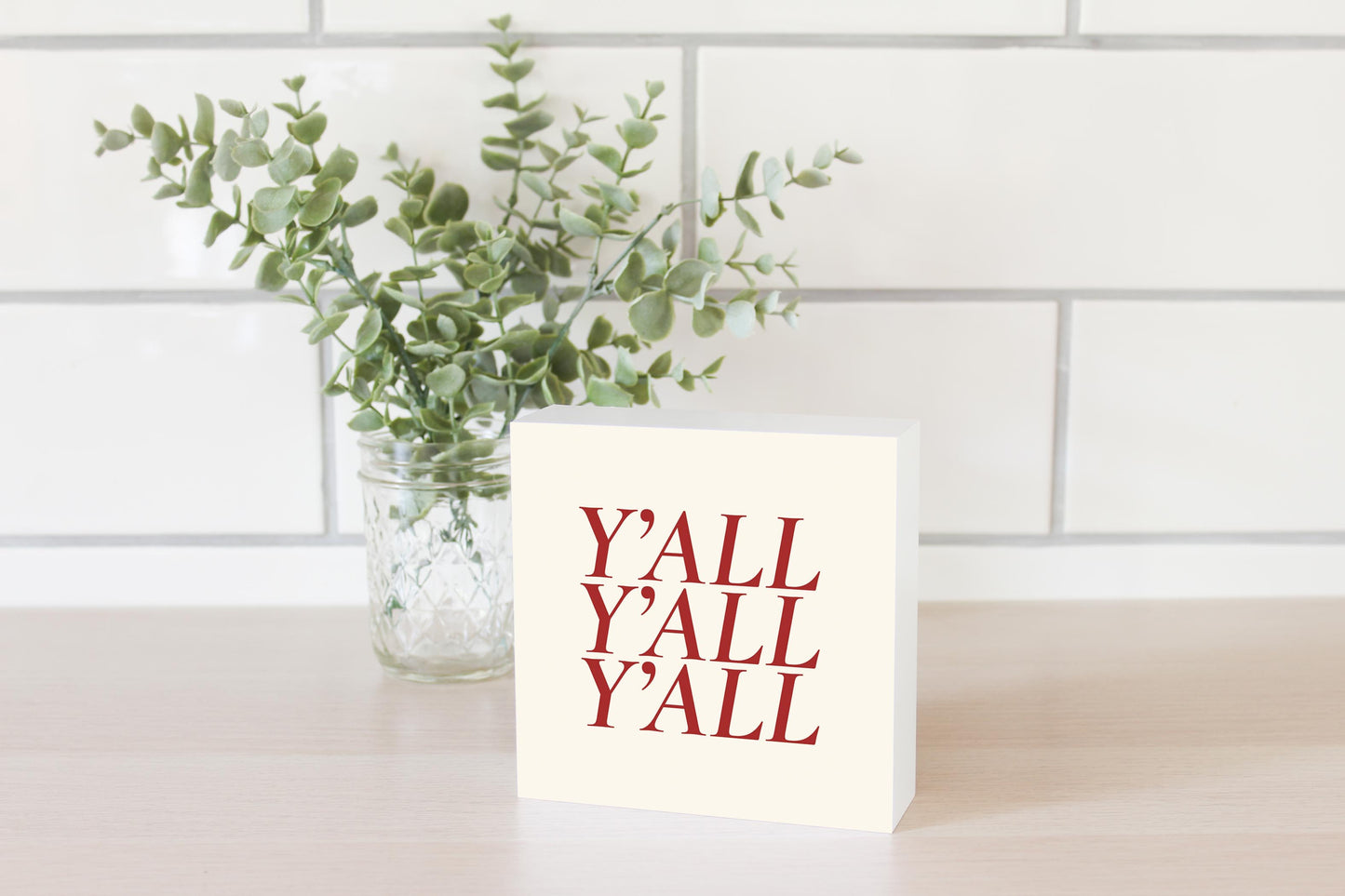 Modern Minimalist Texas Colors Yall | Wood Block | Eaches | Min 4