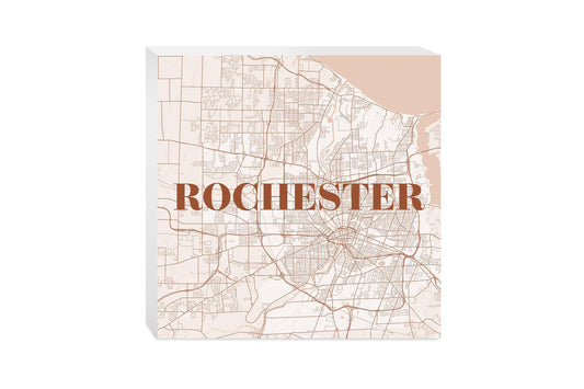 Modern Minimalist New York Rochester Map | Wood Block | Eaches | Min 2
