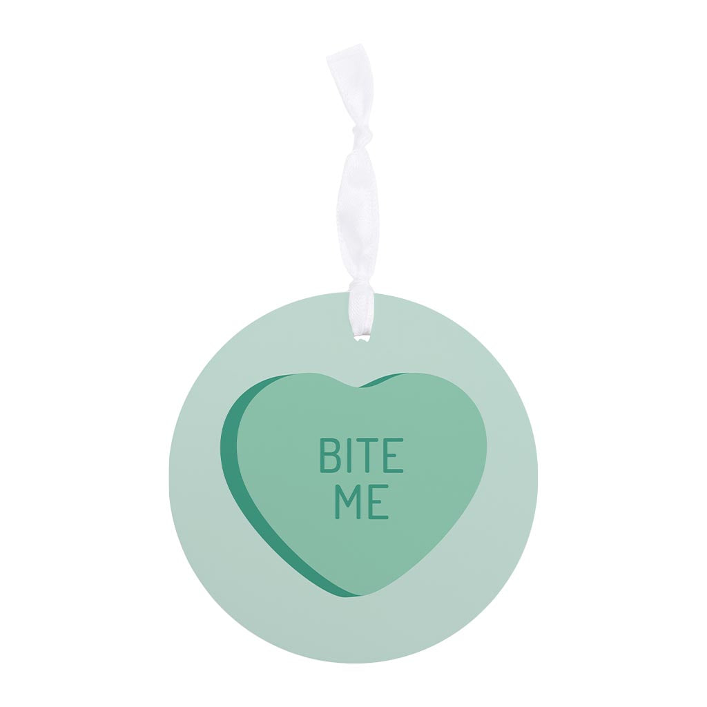 Funny Message Hearts Bite Me | Wood Ornament | Eaches | Min 6