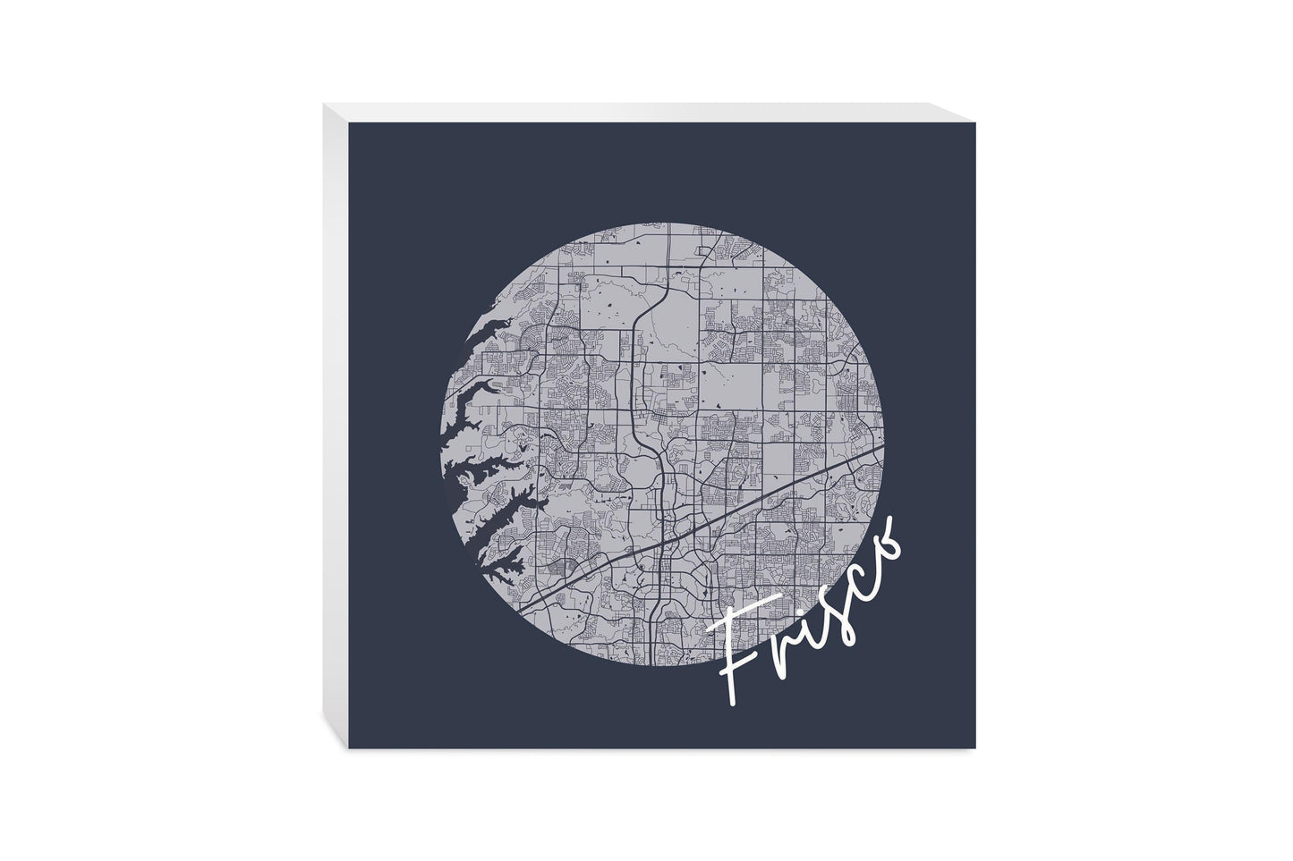Modern Minimalist Texas Colors Frisco Circle Map | Wood Block | Eaches | Min 2