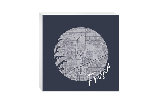 Modern Minimalist Texas Colors Frisco Circle Map | Wood Block | Eaches | Min 2