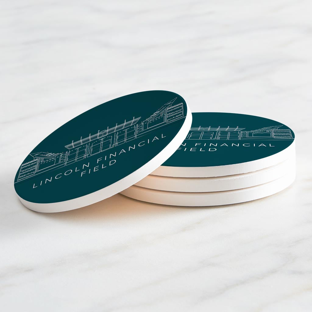 Modern Minimalist Pennsylvania Lincoln Field Line Drawing | Absorbent Coasters | Set of 4 | Min 2