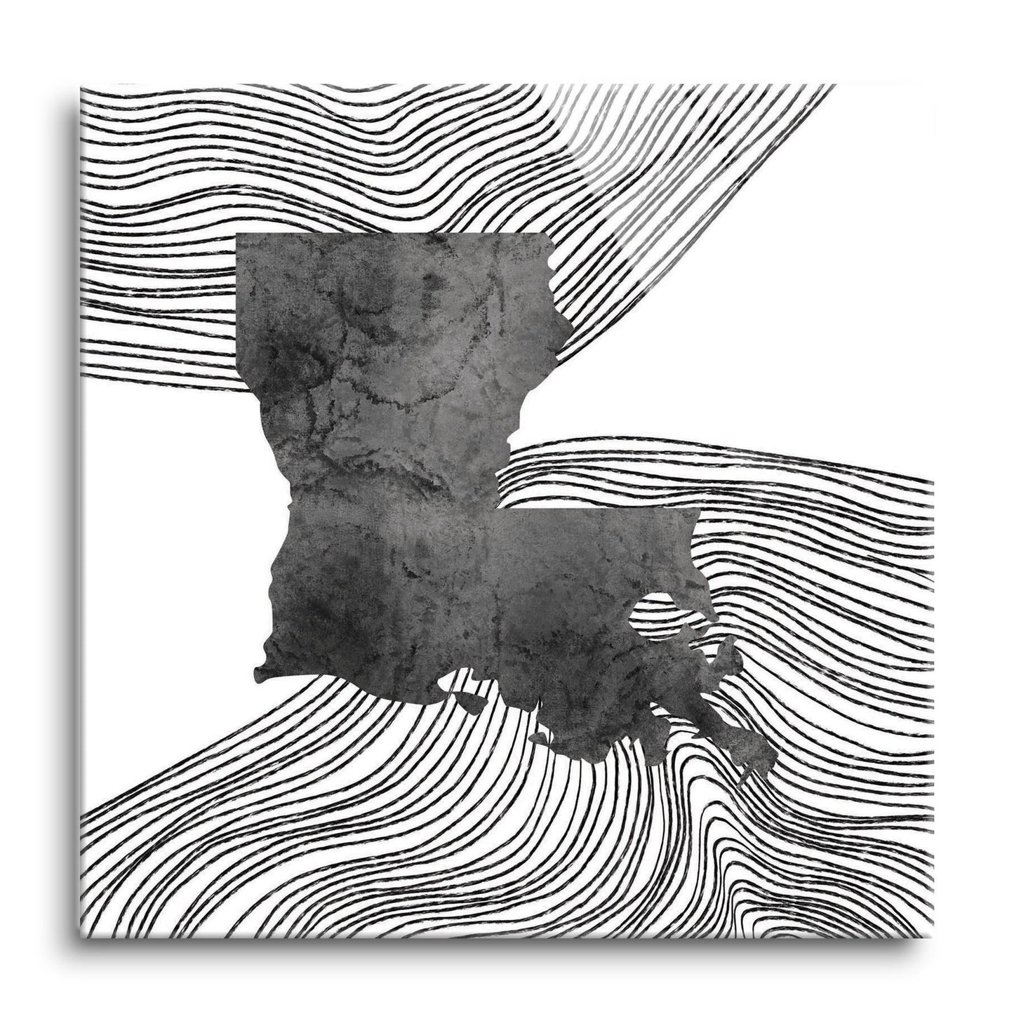 Modern Louisiana State Shape With Fluid Lines | Hi-Def Glass Art | Eaches | Min 1