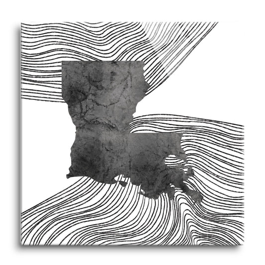Modern Louisiana State Shape With Fluid Lines | Hi-Def Glass Art | Eaches | Min 1