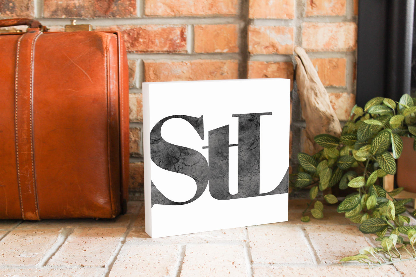 Minimalist B&W Missouri St Louis White Initials | Wood Block | Eaches | Min 2
