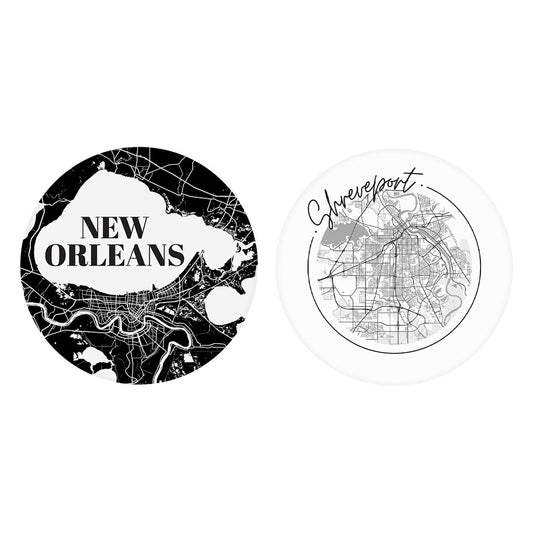 Modern Black White Louisiana Set | Absorbent Car Coasters | Set of 2 | Min 4