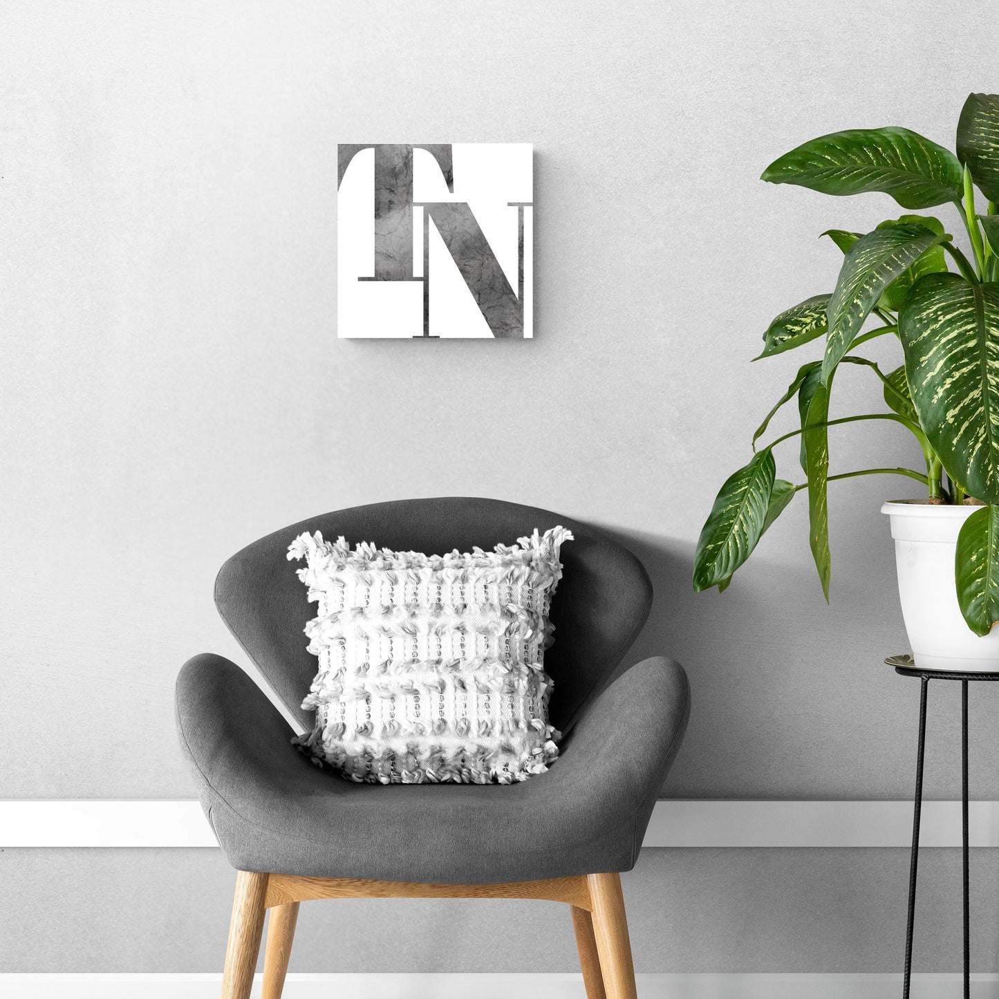 Minimalist B&W Tennessee White Initials | Hi-Def Glass Art | Eaches | Min 1