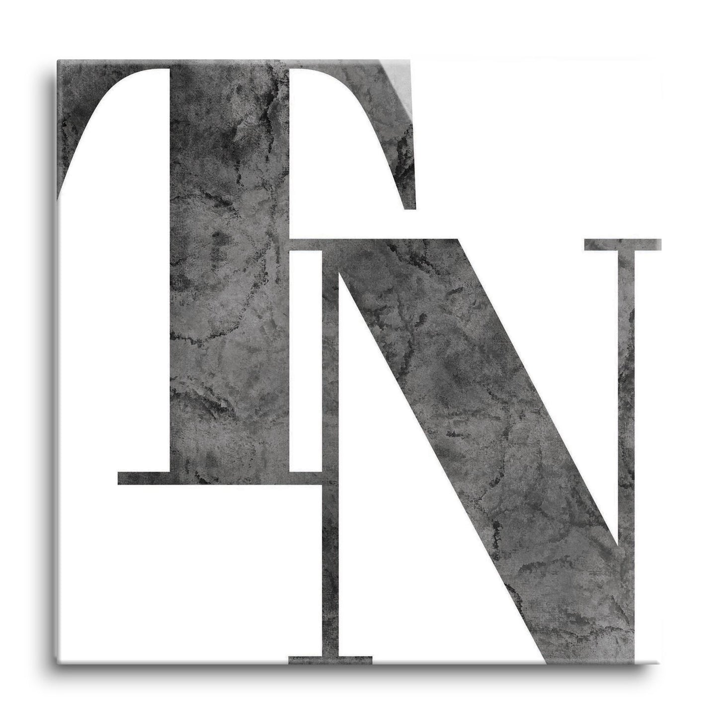 Minimalist B&W Tennessee White Initials | Hi-Def Glass Art | Eaches | Min 1