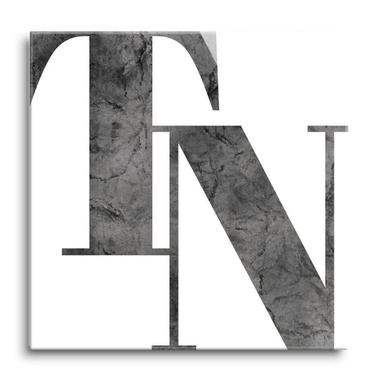 Minimalist B&W Tennessee White Initials | Hi-Def Glass Art | Eaches | Min 1