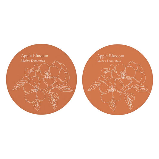 Modern Minimalist Ar Single Line Apple Blossoms| Absorbent Car Coasters | Set of 2 | Min 4