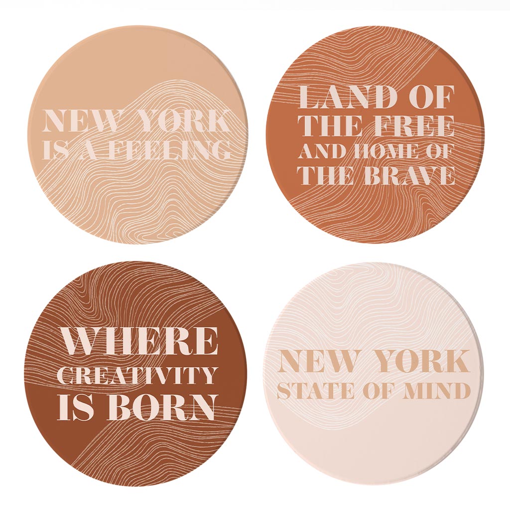 Modern Minimalist New York Quips | Absorbent Coasters | Set of 4 | Min 2