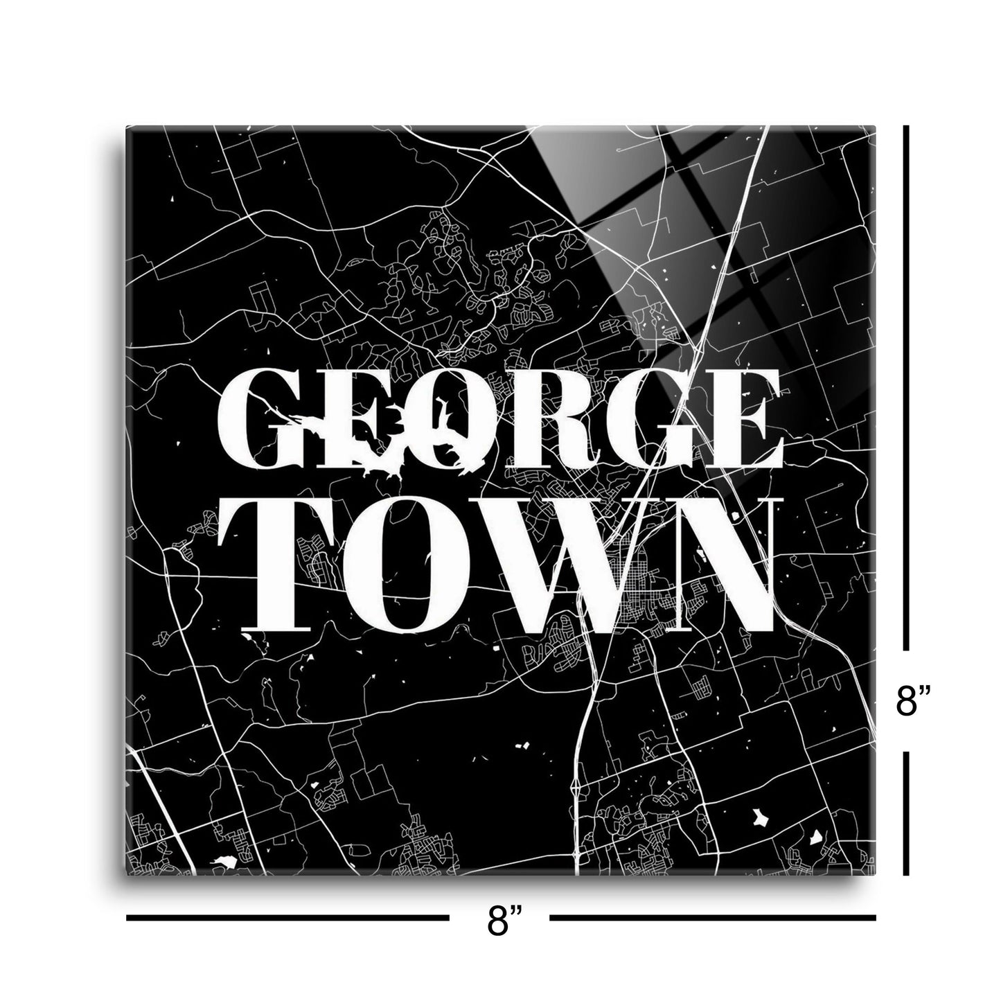 Minimalistic B&W Texas Georgetown Map | Hi-Def Glass Art | Eaches | Min 2