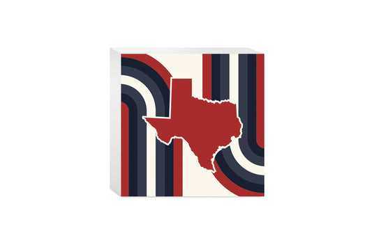 Modern Minimalist Texas Colors Retro Shape | Wood Block | Eaches | Min 4