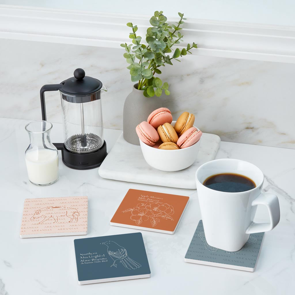 Modern Minimalist Arkansas Animal Line Drawings | Absorbent Coasters | Set of 4 | Min 2