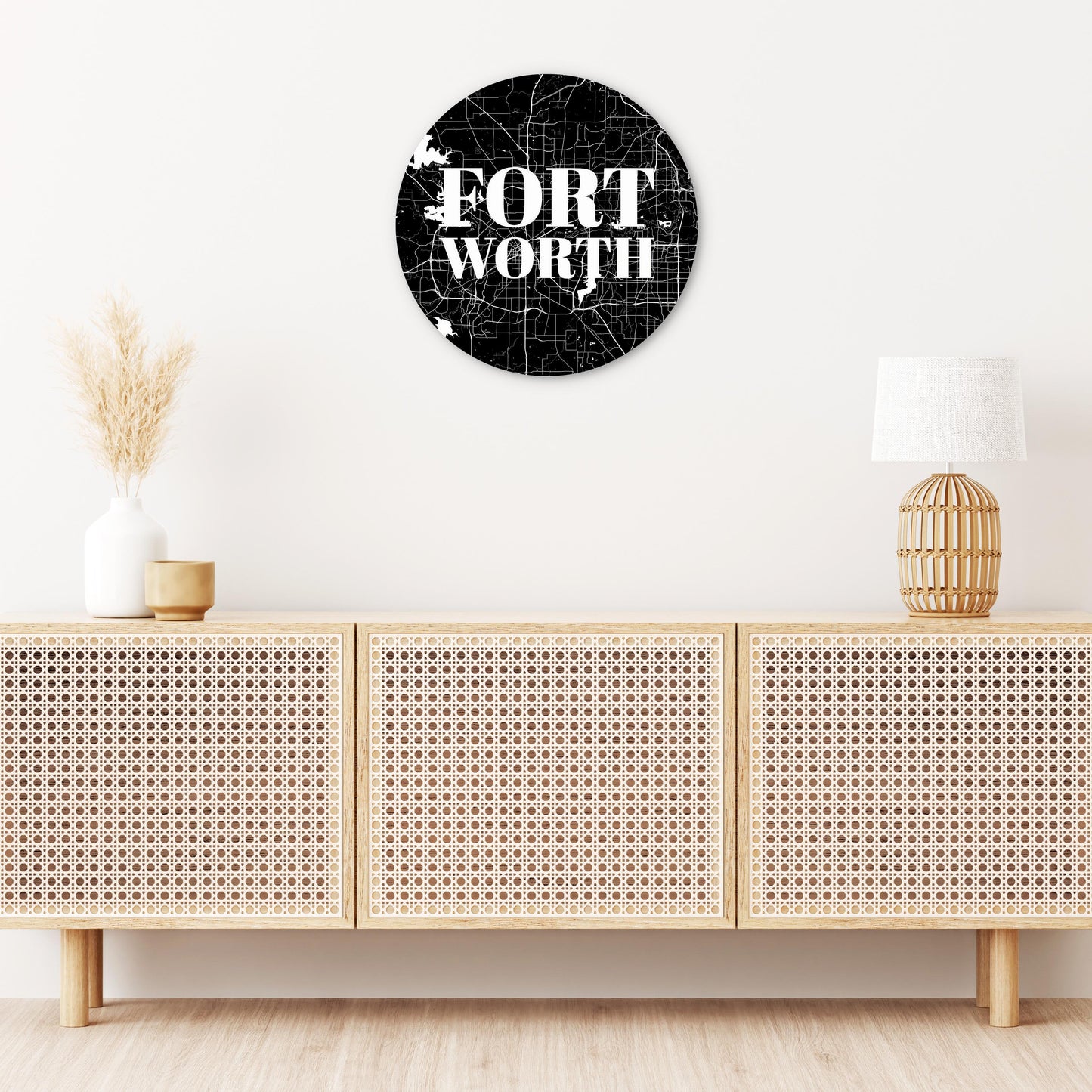 Minimalistic B&W Texas Fort Worth Map | Wood Sign | Eaches | Min 1