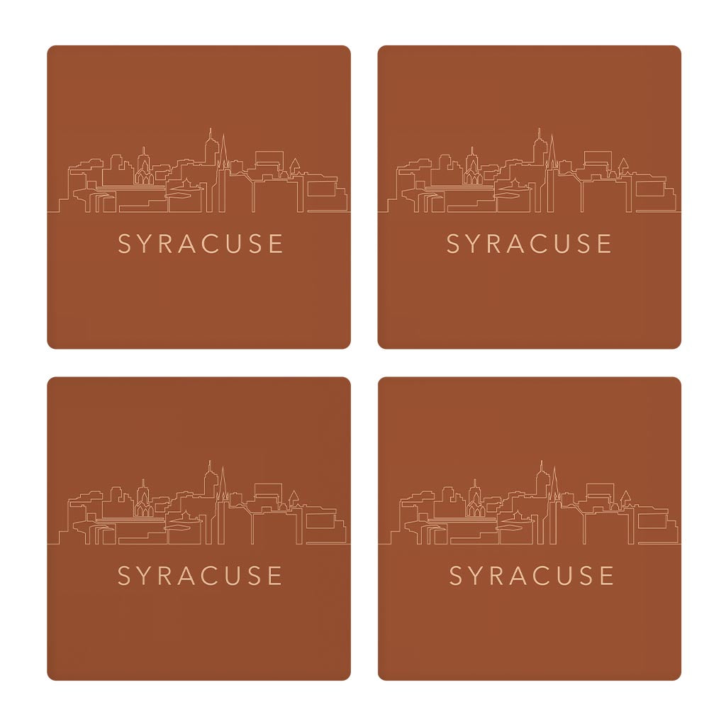 Modern Minimalist New York Syracuse Skyline | Absorbent Coasters | Set of 4 | Min 2