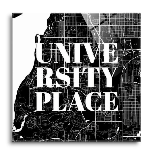 Minimalistic B&W Washington University Place Map | Hi-Def Glass Art | Eaches | Min 1