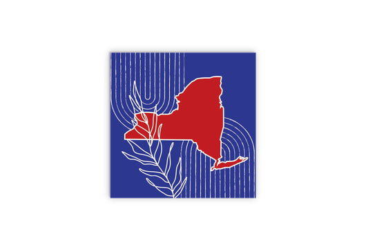Red White And Blue New York State Retro Thin Lines | Wood Sign | Eaches | Min 2