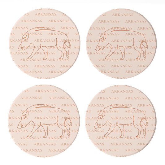 Modern Minimalist Arkansas Hog Line Drawing | Absorbent Coasters | Set of 4 | Min 2