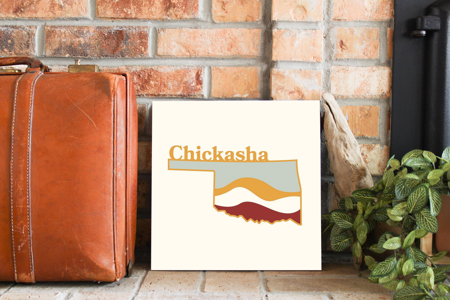 Modern Minimalist Oklahoma State Chickasha | Wood Sign | Eaches | Min 2