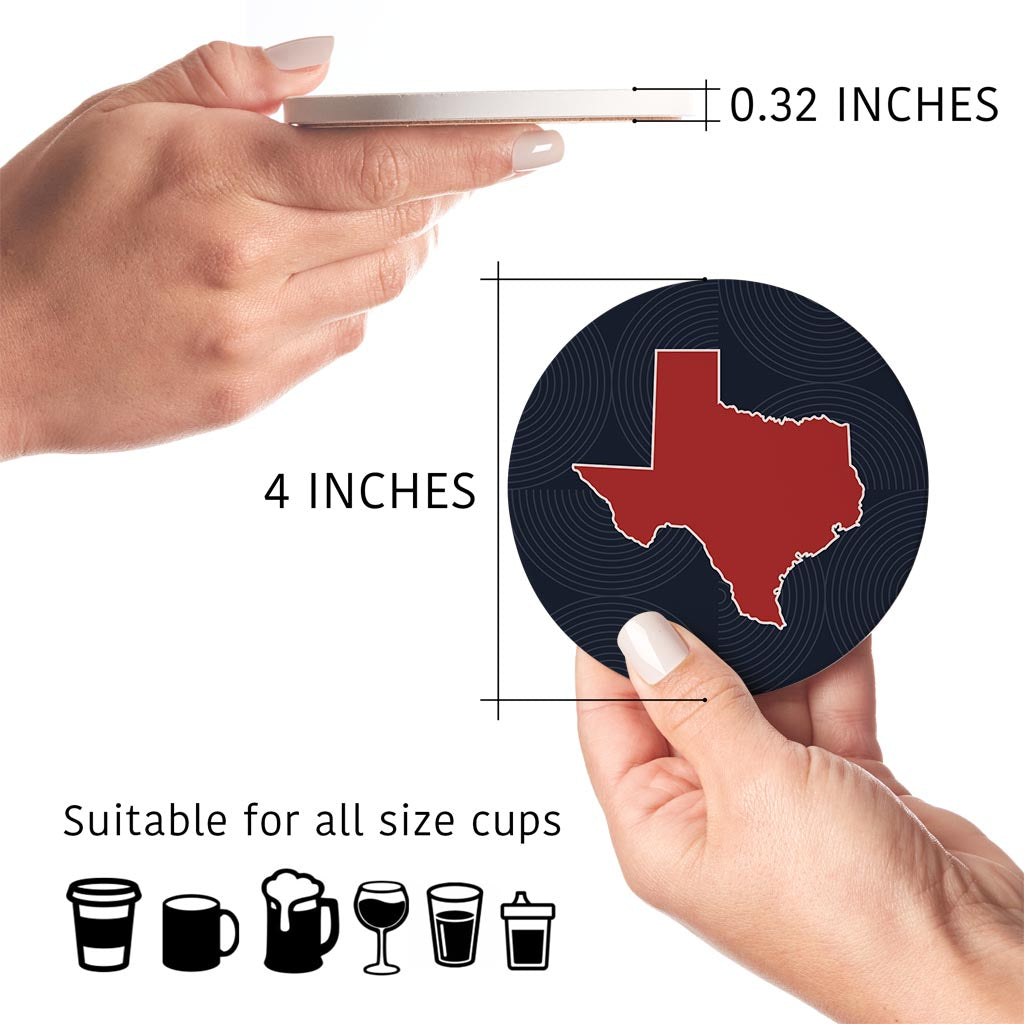 Modern Minimalist Texas Colors Shape | Absorbent Coasters | Set of 4 | Min 2