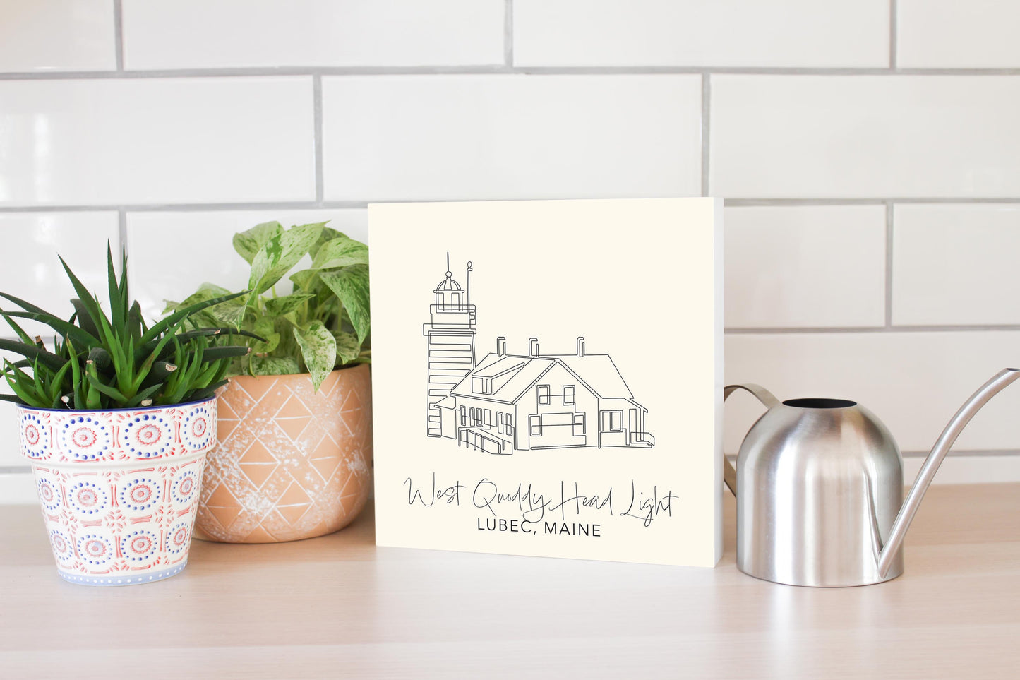 Cream West Quoddy Head Light | Wood Block | Eaches | Min 2
