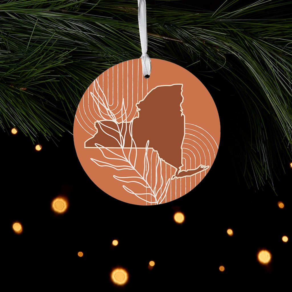 Modern Minimalist New York Shape And Leaf | Wood Ornament | Eaches | Min 6