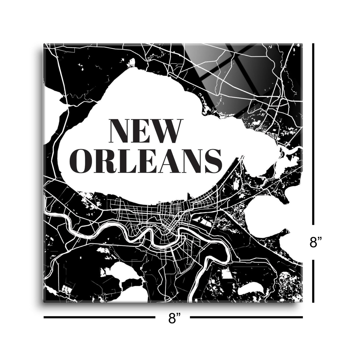 Modern Louisiana New Orleans Map | Hi-Def Glass Art | Eaches | Min 2