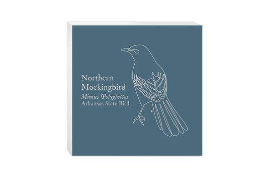 Modern Minimalist Arkansas Mockingbird | Wood Block | Eaches | Min 2