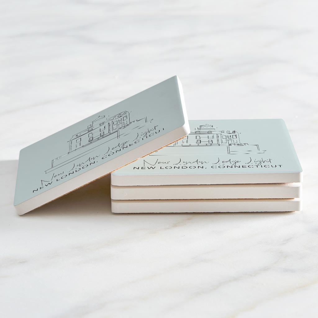 New London Lodge Light Muted Coastal | Absorbent Coasters | Set of 4 | Min 2