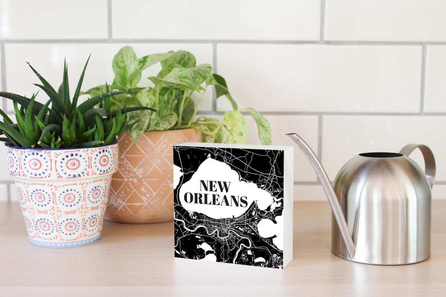 Modern Louisiana New Orleans Map | Wood Block | Eaches | Min 4