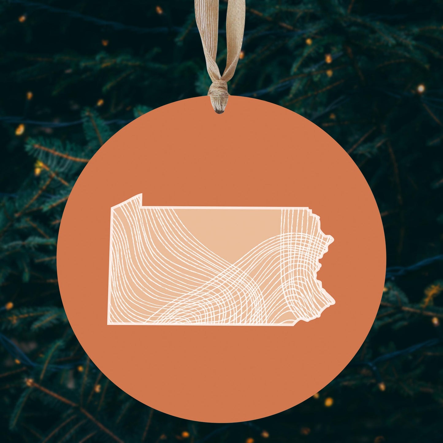Modern Minimalist Pennsylvania State Lines Light | Wood Ornament | Eaches | Min 1
