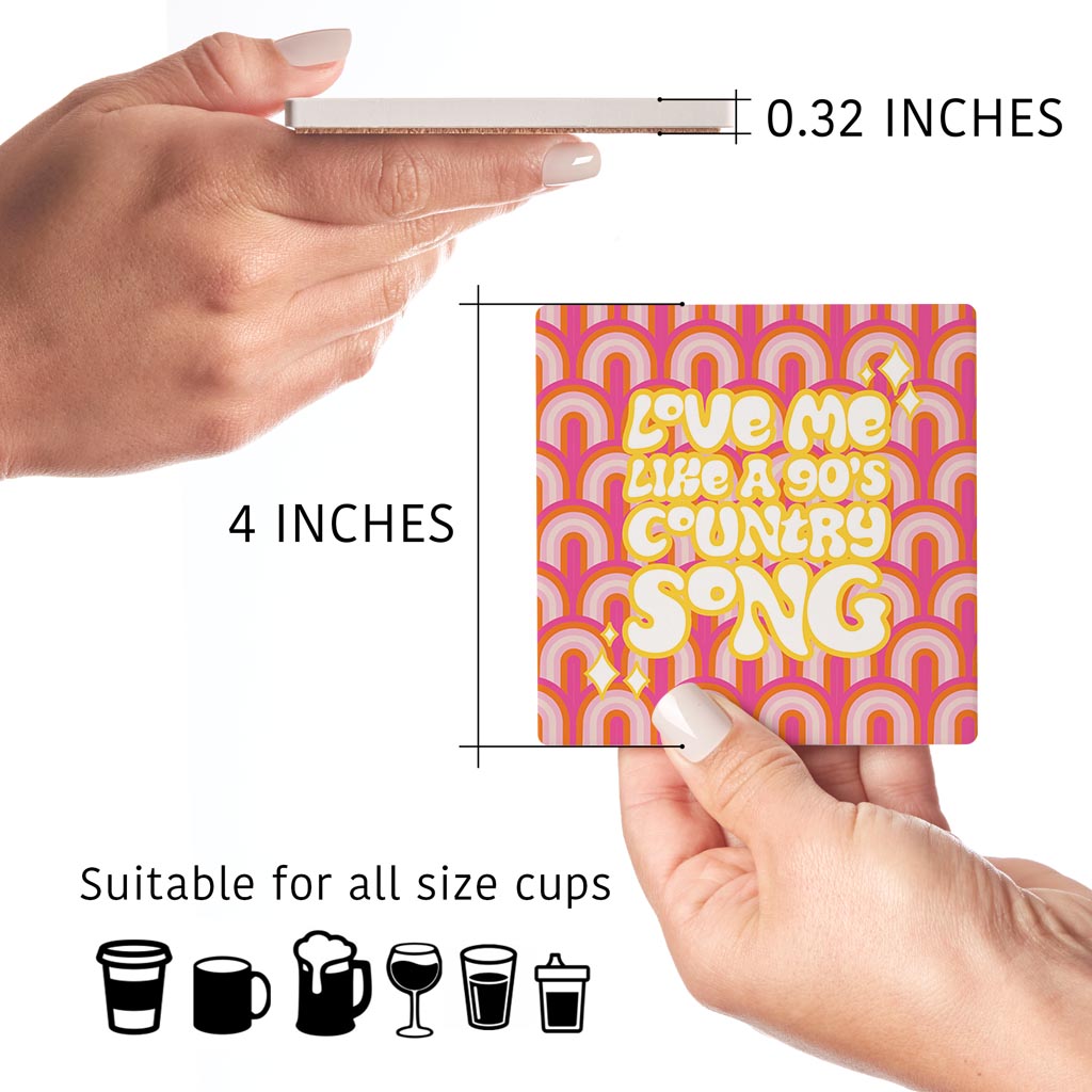 90S Country Song| Absorbent Coasters | Set of 4 | Min 2