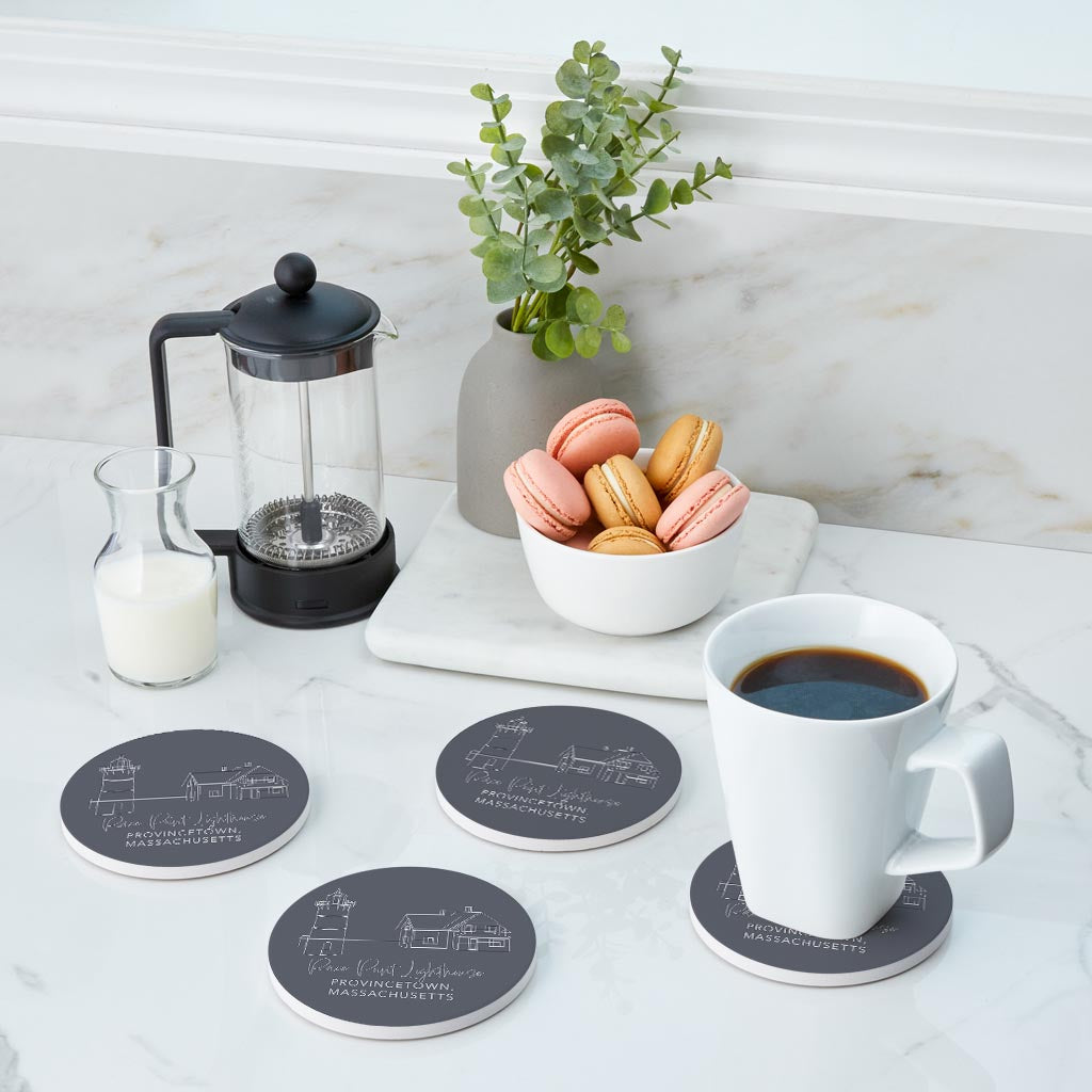 Race Point Lighthouse Muted Coastal | Absorbent Coasters | Set of 4 | Min 2