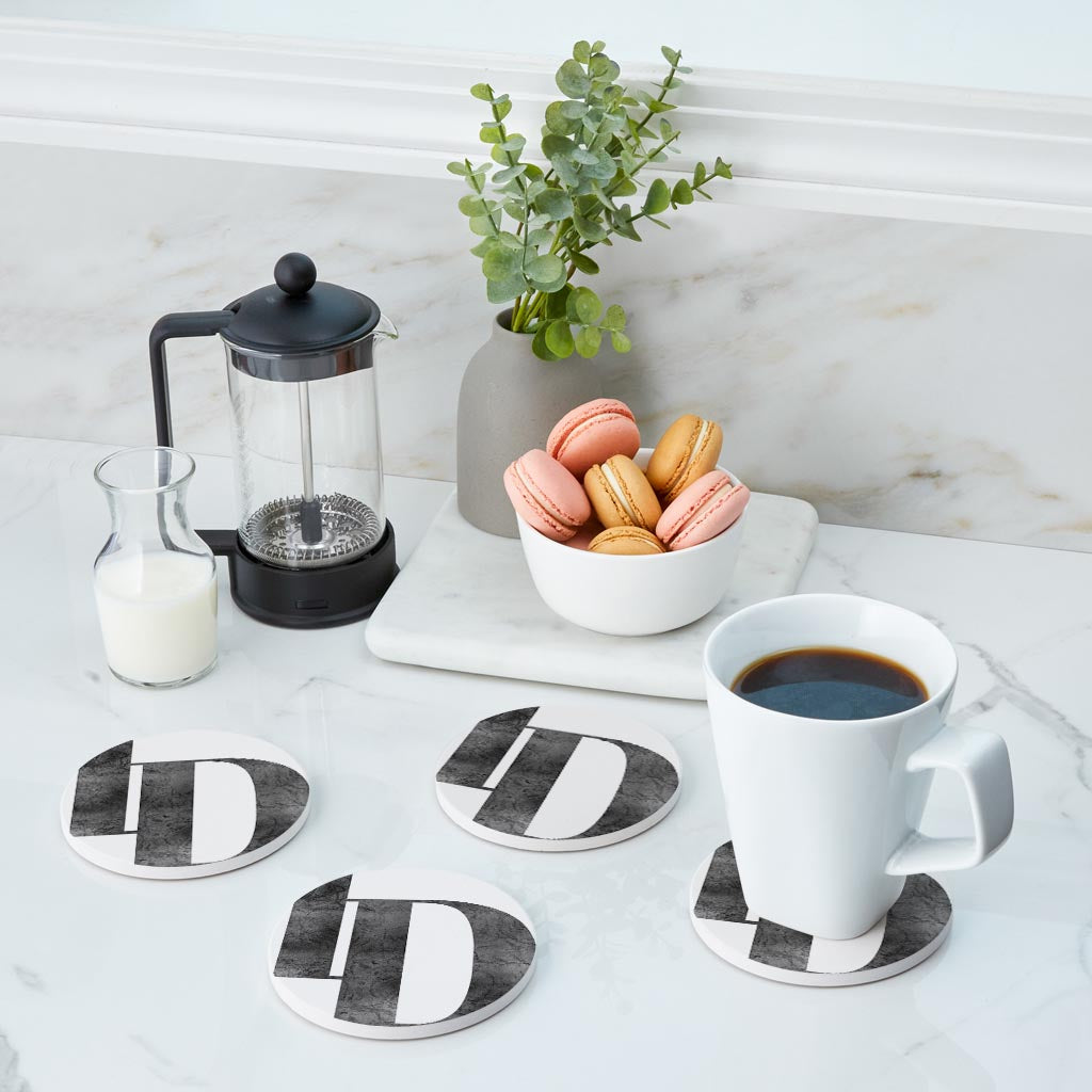 Minimalist B&W Idaho White Initials | Absorbent Coasters | Set of 4 | Min 2