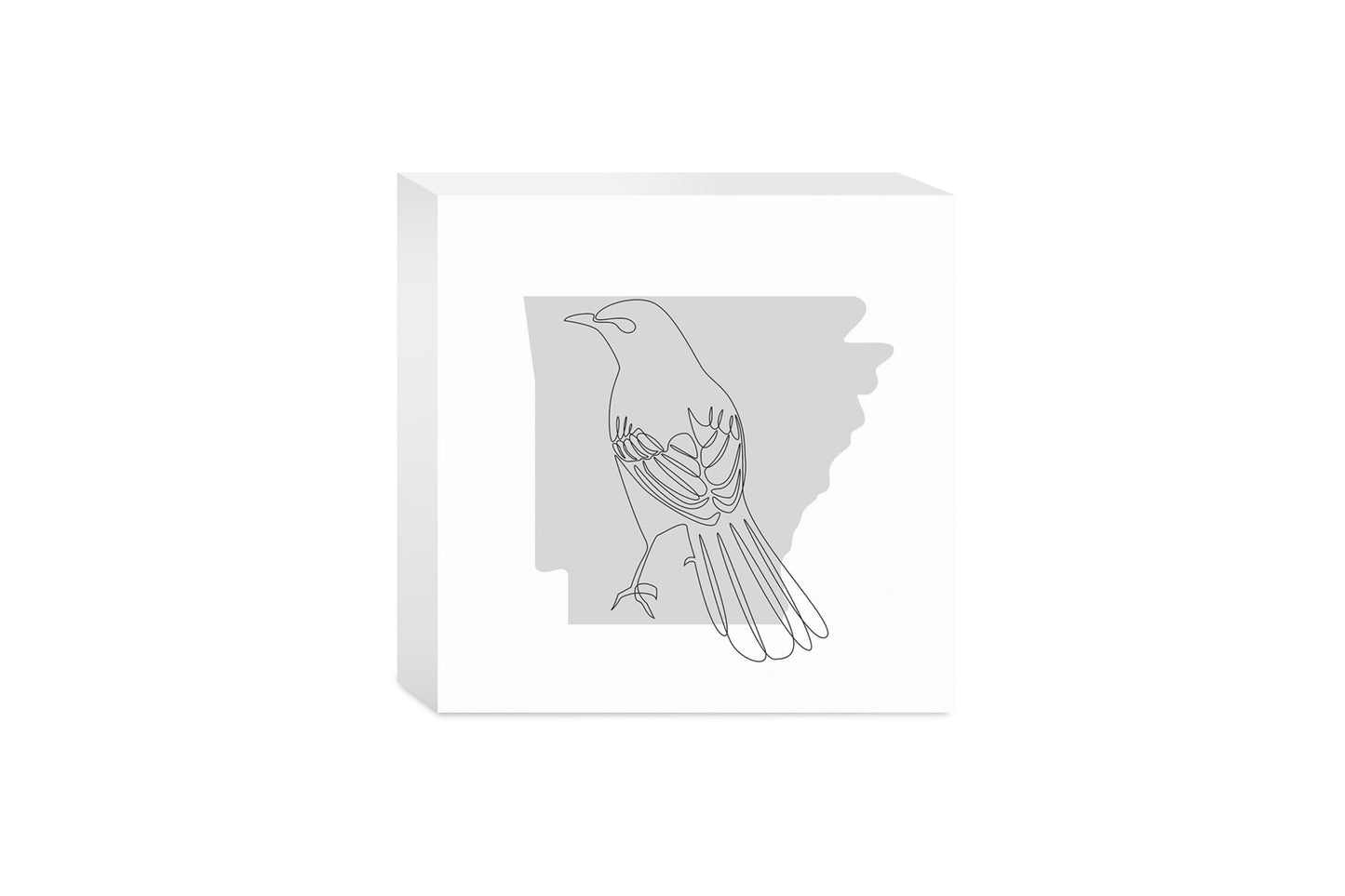 B&W Minimalist Arkansas Single Line Bird | Wood Block | Eaches | Min 4