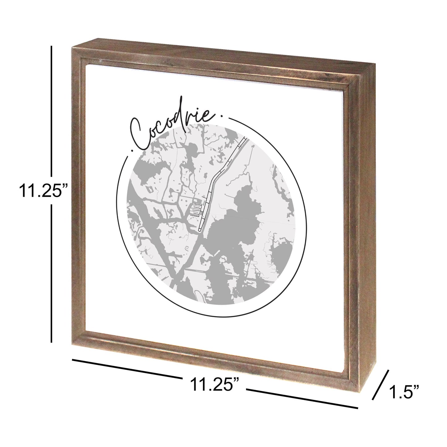 Minimalist B&W Louisiana Cocodrie Circle Map | Wood Sign | Eaches | Min 1